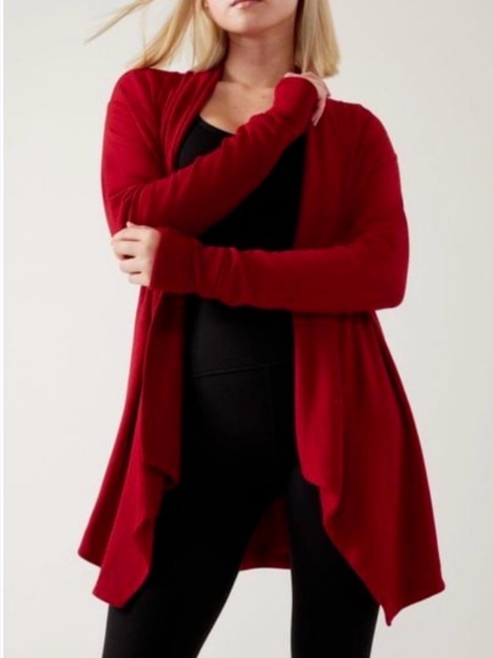 Athleta Pranayama Wrap –Candy Apple Red – Size M | Ultra-Soft Lounge Layer